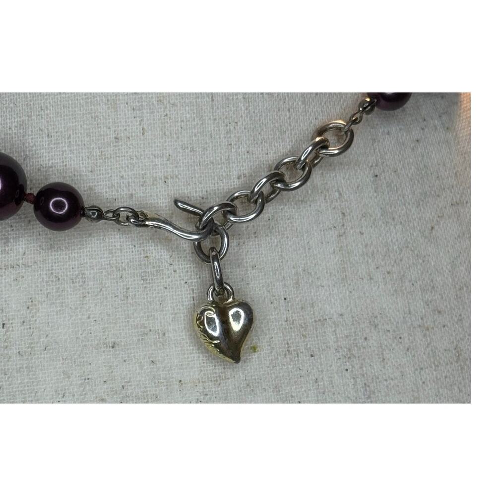 Vintage Carolee Burgundy Knotted Simulated Pearl Choker - Picture 5 of 7